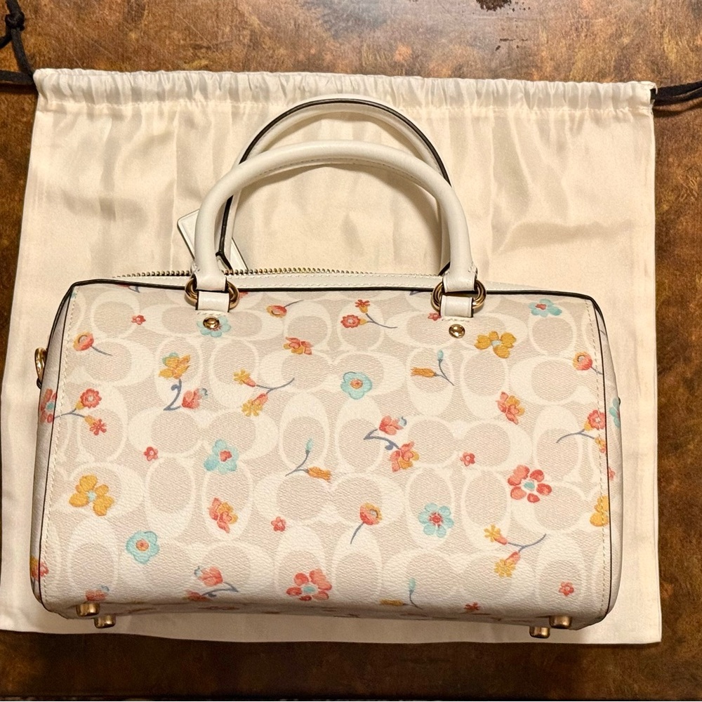 Coach White Satchel with Floral Accents - Picture 2 of 5